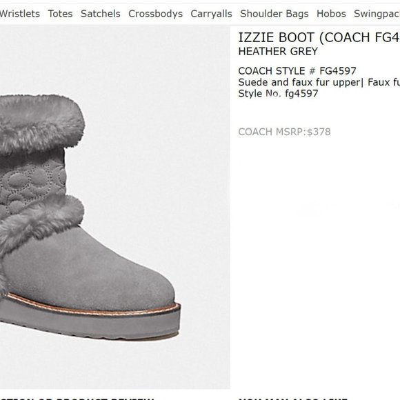 COACH IZZIE BOOT Size 7.5 B - Heather Grey - Style FG4597 in EUC - MSRP $378 - Picture 9 of 9